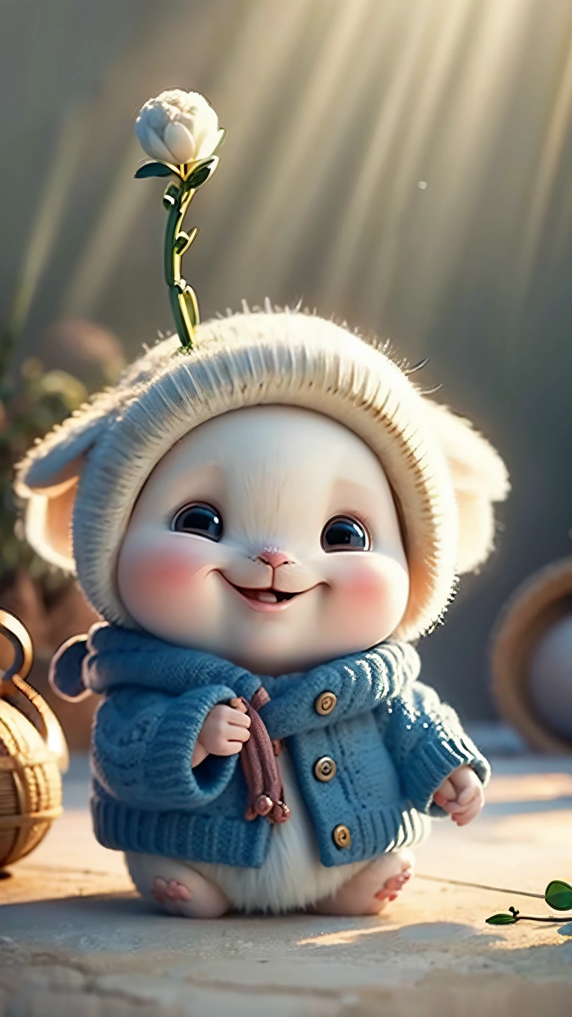coelhinho bonito, smiley, por Pixar, Arte peluda, Anime peito grande, fundo branco, character, traje