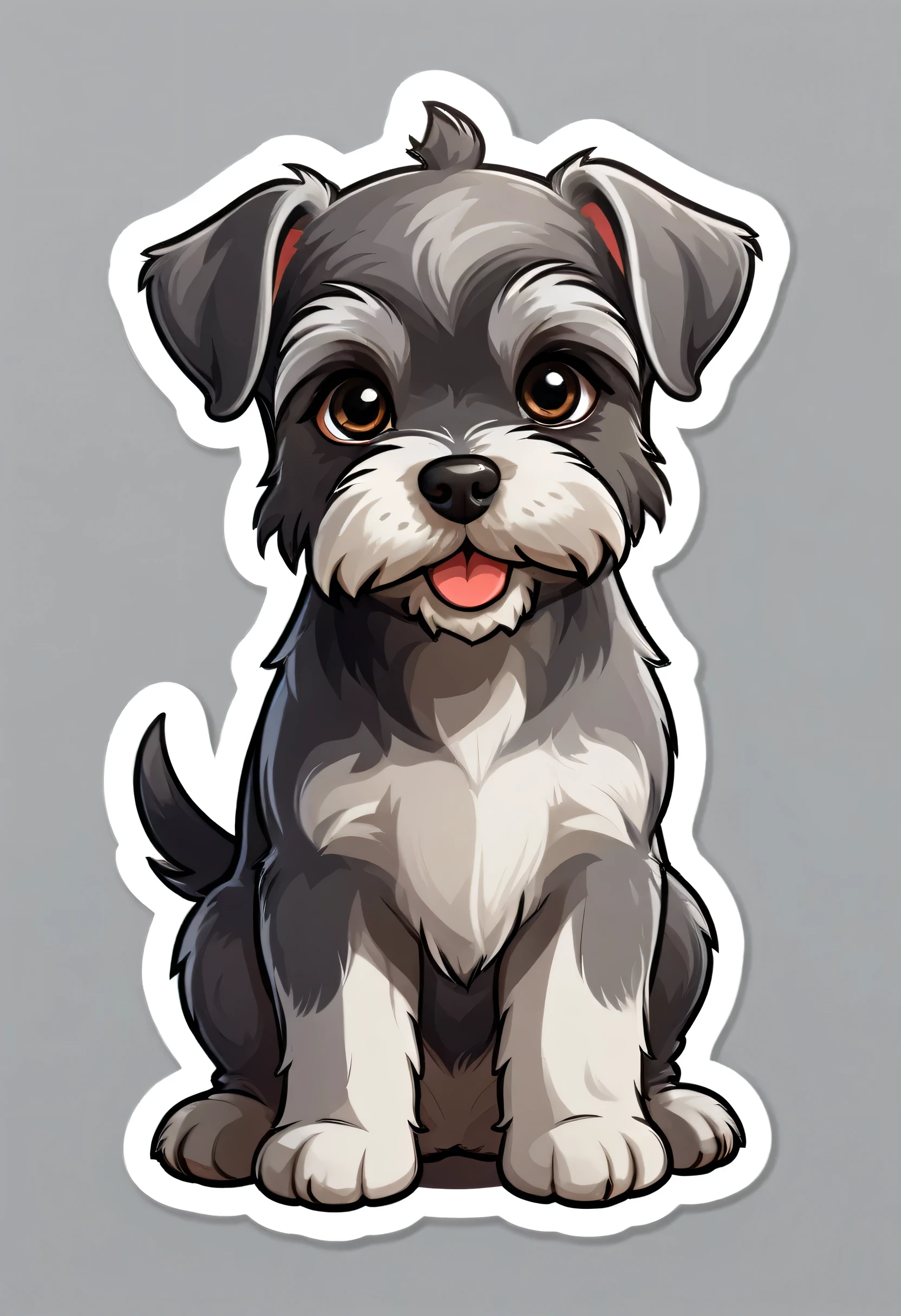 1 sticker, puppy, Miniature Schnauzer ,  Round eyes, Cute eyes, Cute gestures, Cute expression, Simple Background