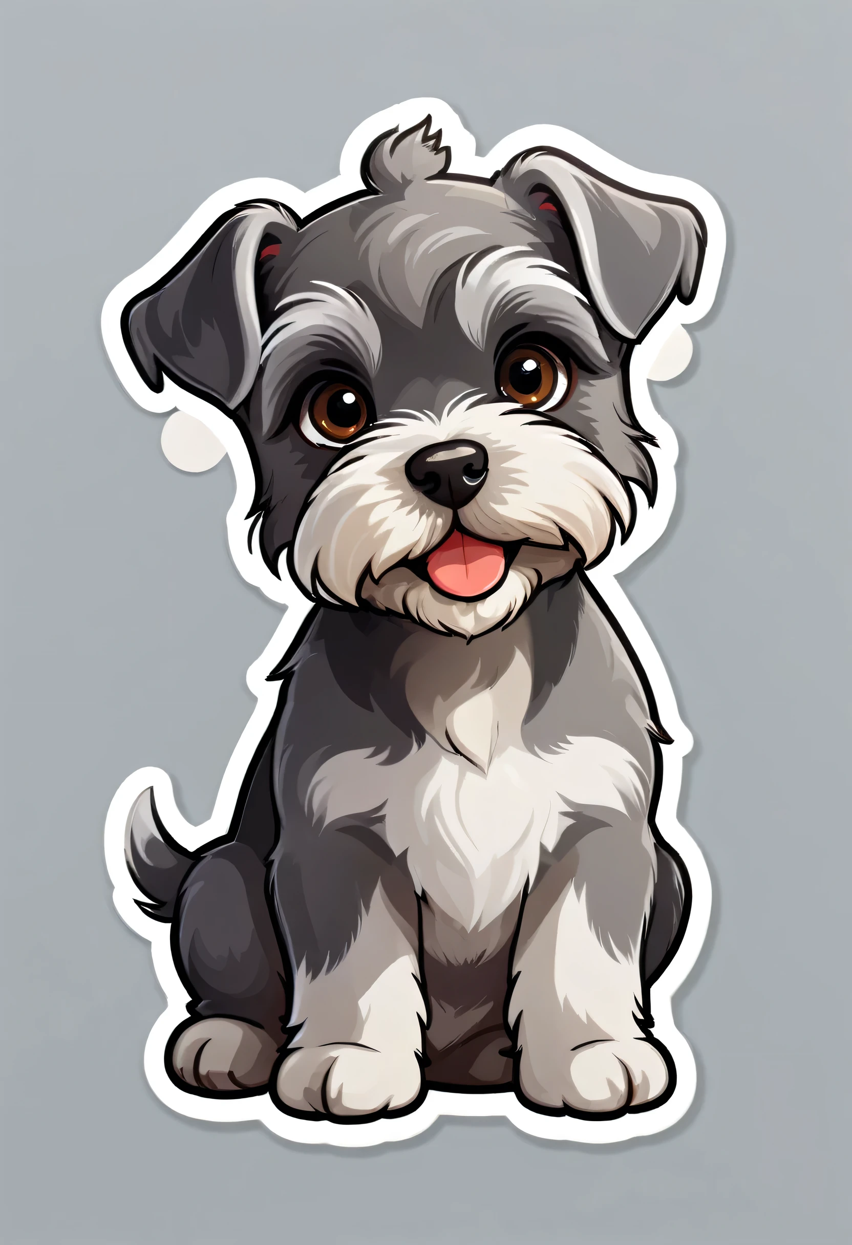 1 sticker, puppy, Miniature Schnauzer ,  Round eyes, Cute eyes, Cute gestures, Cute expression, Simple Background