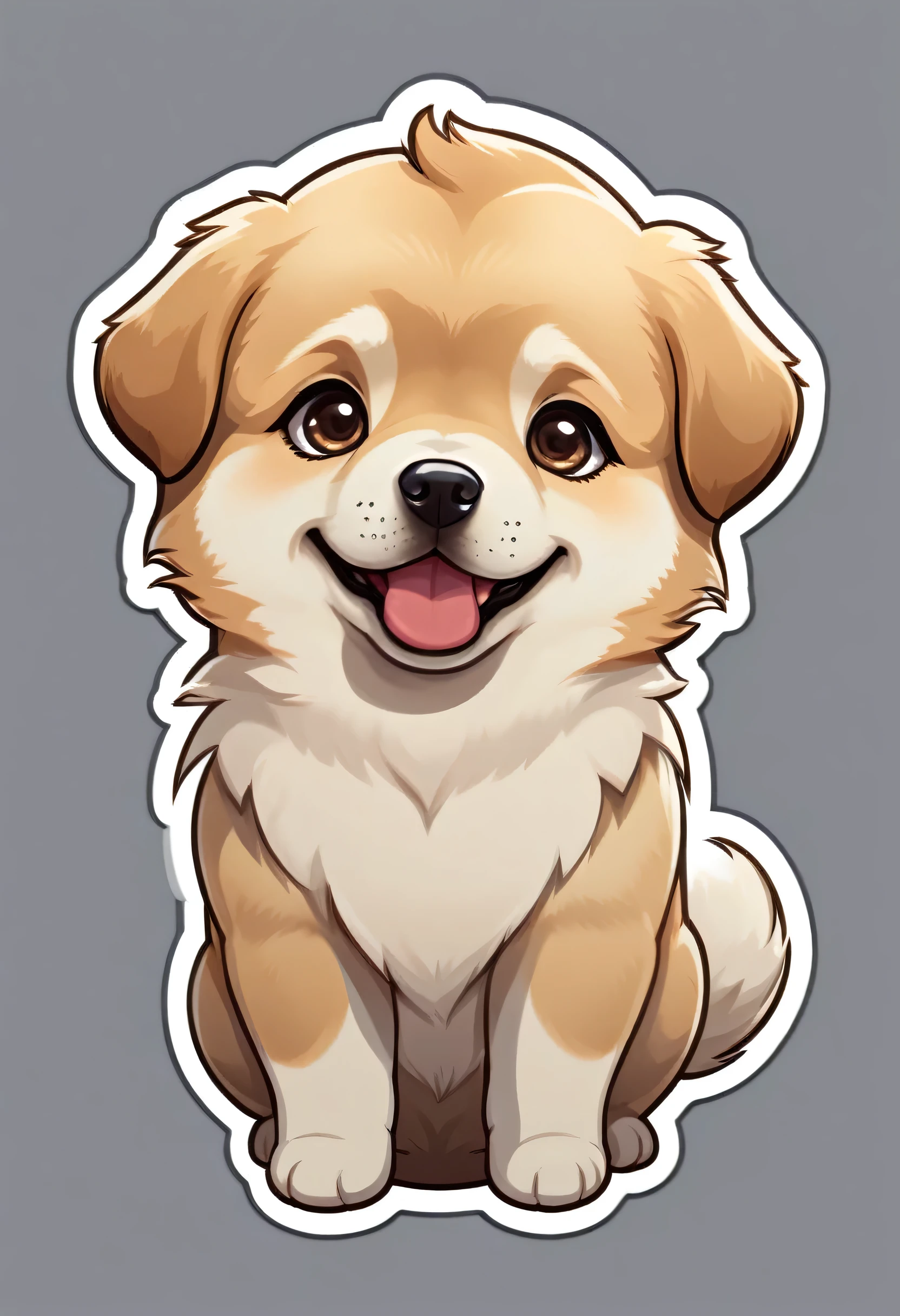 1 sticker, puppy, chow , Round eyes, Cute eyes, Cute gestures, Cute expression, Simple Background