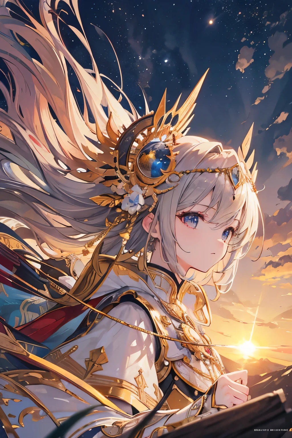 masterpiece, best quality, high quality, extremely detailed 8k CG unit wallpaper, depth of field, HDR, photorealistic, extremely detailed, intricate, high detail, sun reflecting moon