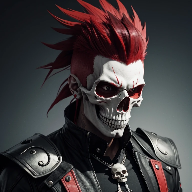 Skull with red Mohawk