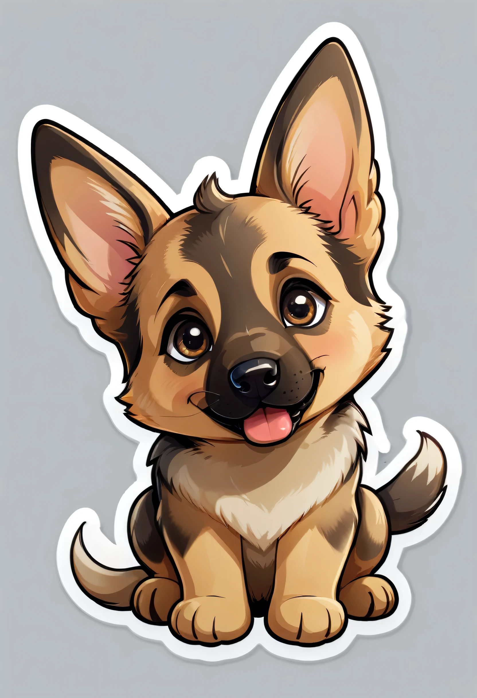 1 sticker, puppy, German Shepherd ,  Round eyes, Cute eyes, Cute gestures, Cute expression, Simple Background