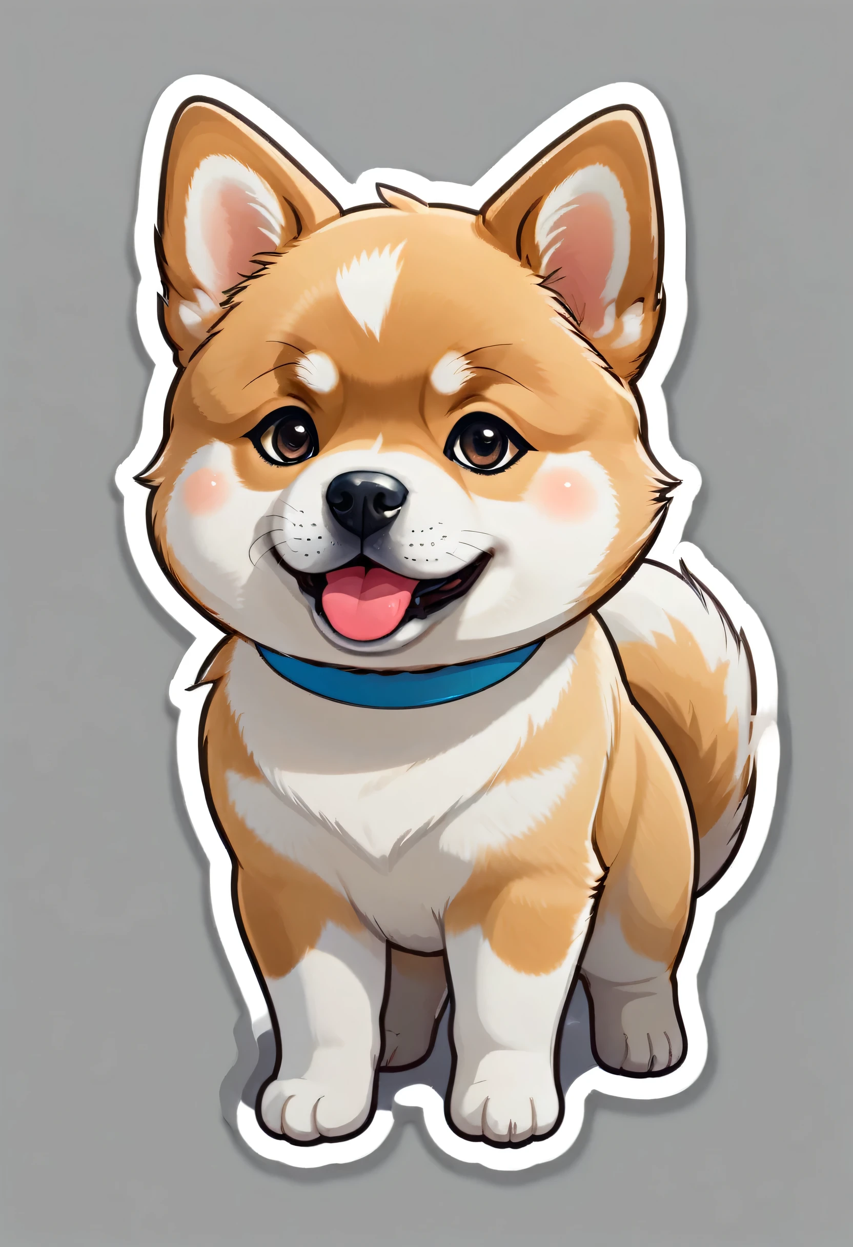 1 sticker, puppy, Akita dog , Round eyes, Cute eyes, Cute gestures, Cute expression, Simple Background