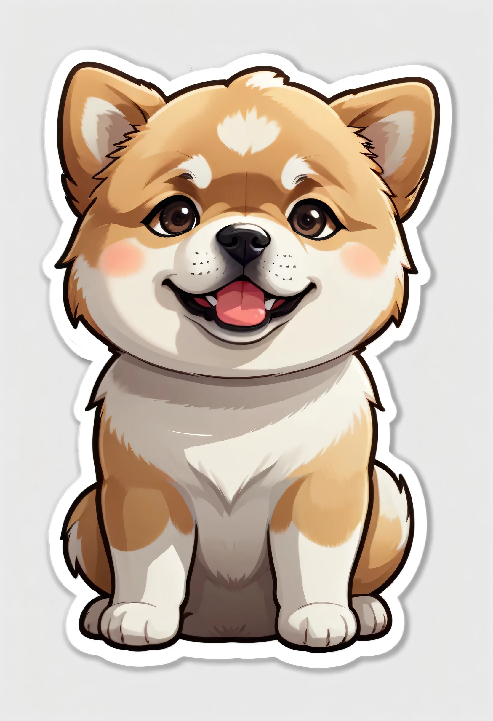 1 sticker, puppy, Akita dog , Round eyes, Cute eyes, Cute gestures, Cute expression, Simple Background