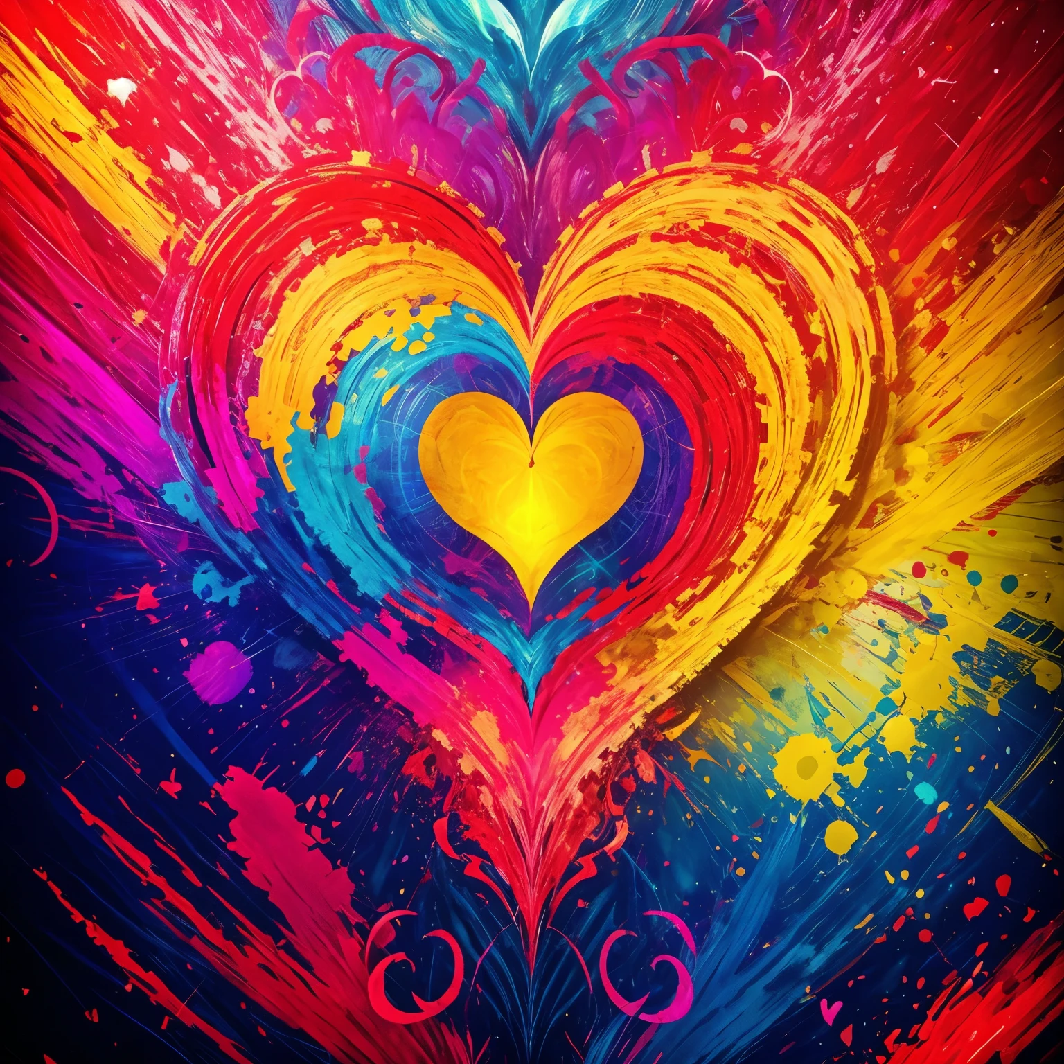 heart, Abstract, Vibrant colors, city of hearts 