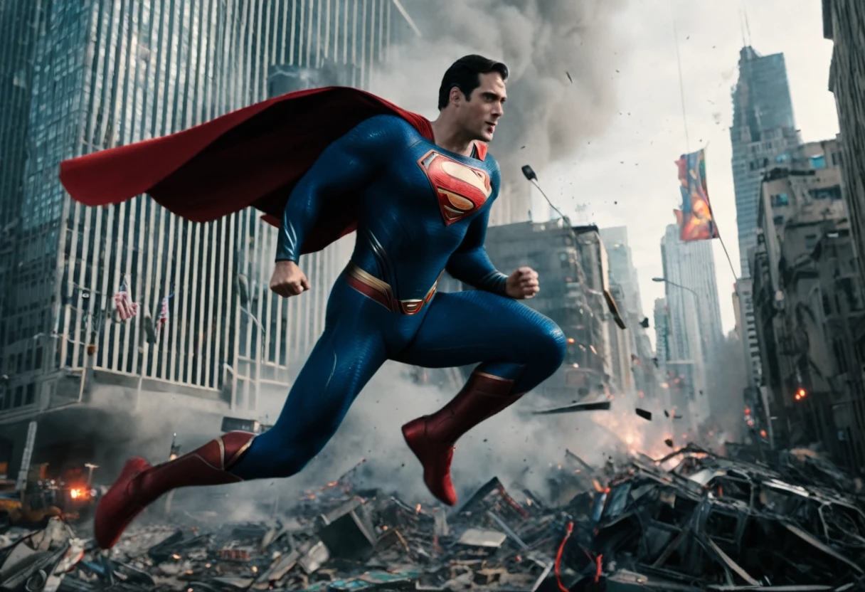 (best quality,4k,8k,highres,masterpiece:1.2),ultra-detailed,(realistic,photorealistic,photo-realistic:1.37),Superman flying in to save the day,robot attacking downtown,metallic texture,dynamic action scene,vibrant cityscape,skyscrapers on fire,dramatic sunset lighting,city in chaos,explosions and debris everywhere,Watertown Bridge collapsing in the background,giant robotic arms causing destruction,Superman with powerful physique and confident expression,futuristic cityscape,flying debris and smoke filling the air,fearful citizens running for their lives,bright and intense colors,Superman's cape billowing in the wind,intense and dramatic atmosphere,metropolis under attack,eye-catching visual effects,Superman with laser vision,hovering above the city,shattered windows and crumbling buildings,robot emitting electricity sparks,Superman with iconic S-shield on his chest,emergency vehicles rushing to the scene,Superman with bright red and blue costume,city under siege,Superman's striking and heroic pose,desperate cries for help,ominous and threatening vibe,people seeking shelter,Superman with super speed and agility,robot leaving destruction in its wake,Superman's determination to protect the innocent,chaotic battle scene,burning skyscrapers in the background,Superman's cape flowing gracefully,robot with menacing appearance,Superman's flying pose with outstretched arms,urgent and intense situation,robotic tentacles wreaking havoc,Superman with intense glowing eyes,fluttering city flags,Superman's powerful punches in mid-air,dynamic composition and angles.