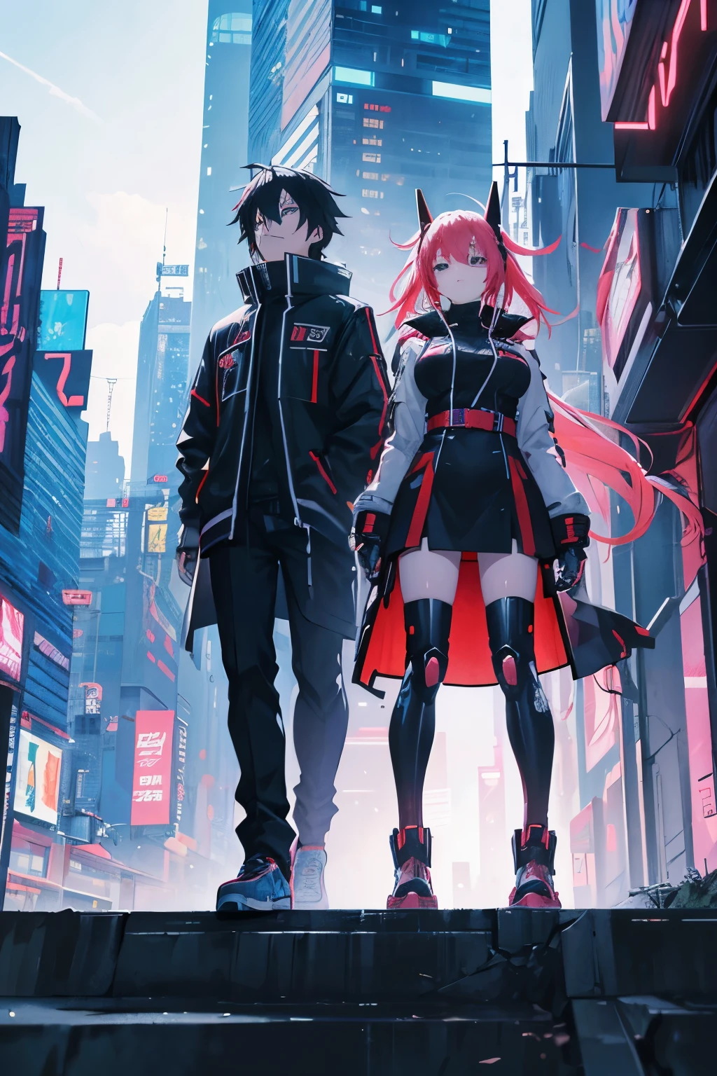 anime scene of two people in a city with a robot, digital cyberpunk anime art, anime cyberpunk art, cyberpunk anime girl mech, cyberpunk anime art, modern cyberpunk anime, digital cyberpunk - anime art, anime mecha aesthetic, badass anime 8 k, best anime 4k konachan wallpaper, mecha asthetic, anime cyberpunk, anime style 4 k