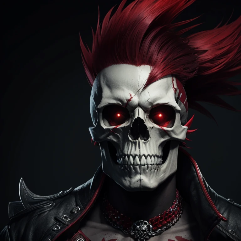 Skull with red Mohawk