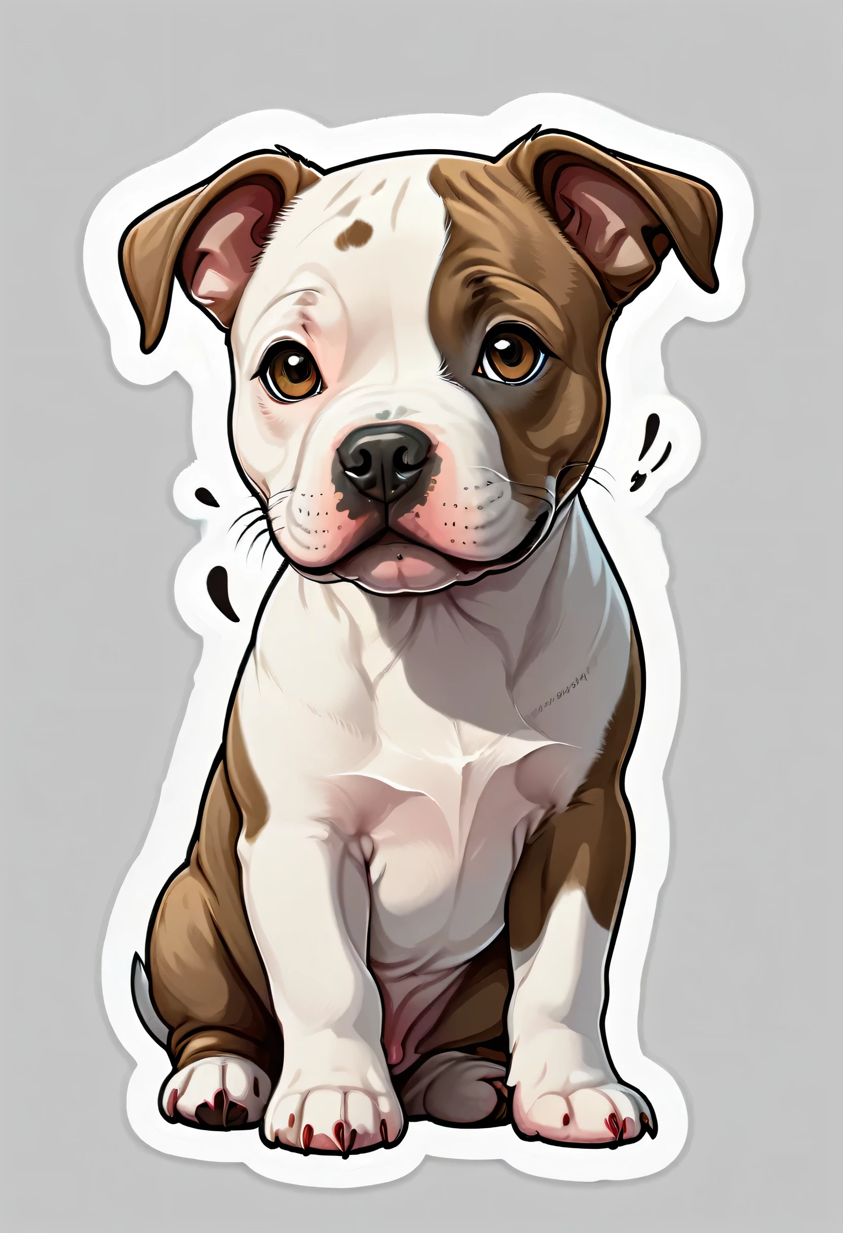 1 sticker, puppy, American Staffordshire Terrier , Round eyes, Cute eyes, Cute gestures, Cute expression, Simple Background