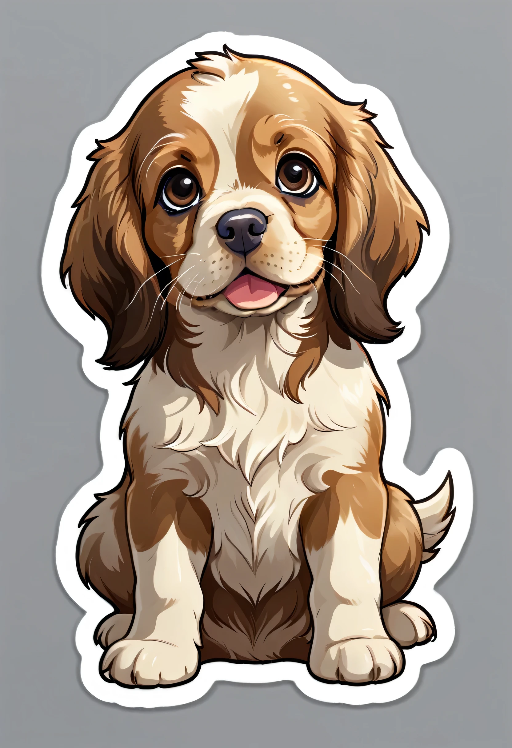 1 sticker, puppy, English Cocker Spaniel , Round eyes, Cute eyes, Cute gestures, Cute expression, Simple Background
