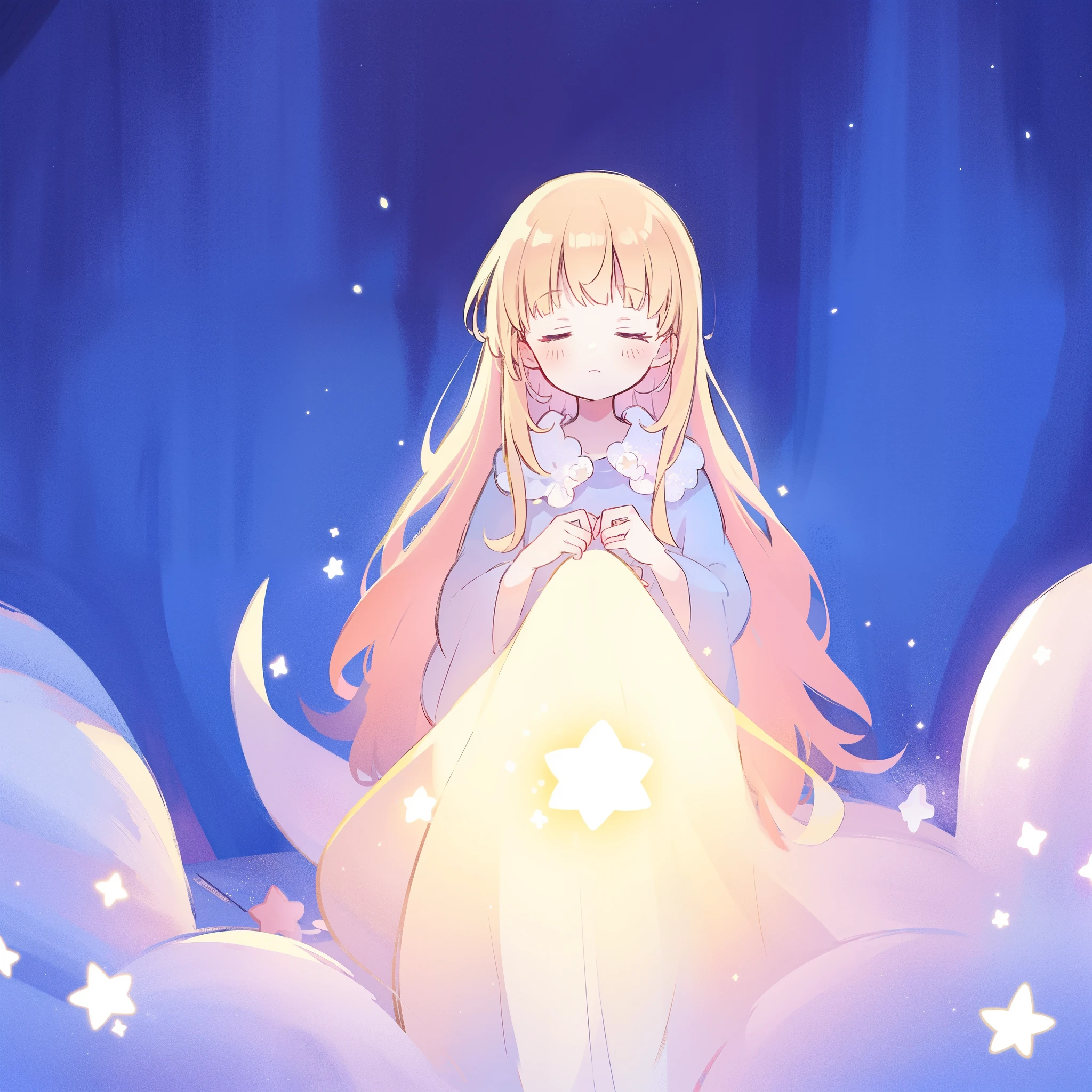 complex background, wishing star background, a woman wearing an ethereal mystical pink translucent dress that reflects the stars, dreamy, peaceful, serene composition, glowing stars, glowing, complex drawing, highly detailed, ethereal, starry night, midjourney style