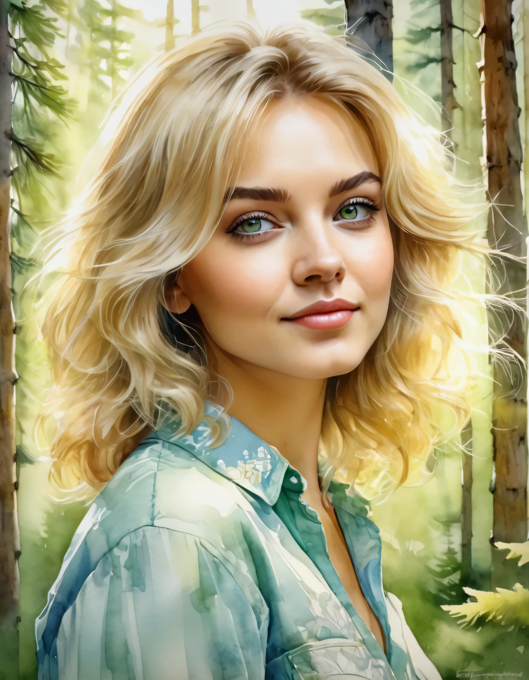 3D watercolor, Gentle tones, Dynamic photo, pencil sketch, mascara, remask,style Jean Baptiste Monge, girl sweet beauty blond thick fluffy hair bob against the backdrop of a pine forest, summer, Sun, joycinematic, сухоцветы
watercolor painting
realistic, girl, emphasis on green eyes,with short blond hair, Russian beauty,country image, eyes with eyeliner effect,long eyelashes, sweet smile, plump lips, style,full height, soft lighting, detailed drawing, random angle professional