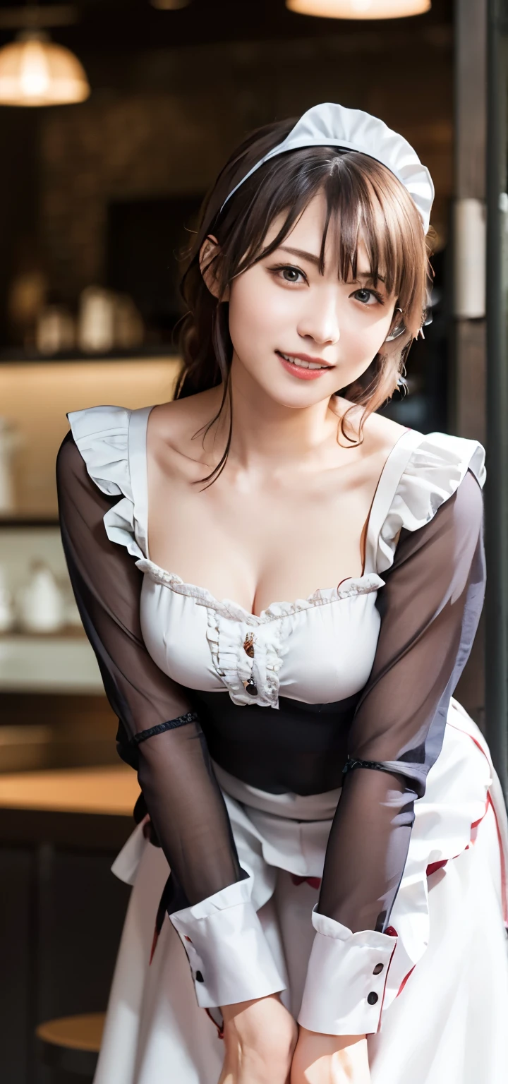 /*Quality writing*/
of the highest quality, 80 K, masutepiece, hyperdetailed face, very detailed lips, Detailed eyes, Realistic pupils,Extra-fine bristles
break,
/*Characters and expressions*/
(Extremely beautiful girl:1.3), Asian Girl, 1 girl, Light on Face, 18 years old, (((Very sweet smile))), (Short-cut hairstyles)
BREAK
/*garments*/
(Maids:1.1), See-through, Fluffy ruffles, (Maids:1.1), (Light brown:1.2), (Bewitching costumes:1.3), (White and yellow shades:1.2), (Extravagant ruffles and lace:1.2), (voluminous skirt:1.3), (Emphasized sufficient cleavage:1.1), (The most gorgeous necklaces in the world), (The most gorgeous earrings in the world)
BREAK  
/*Pose*/
(madonna,all-fours) (Show panties:1.3), nice hand, Perfect hands, Perfect plump breasts,Perfect big ass
break,perfect leg
/*Angular posture*/
(Sparkling night sky:1.2), (The atmosphere of a maid café:1.3),  Looking at Viewer