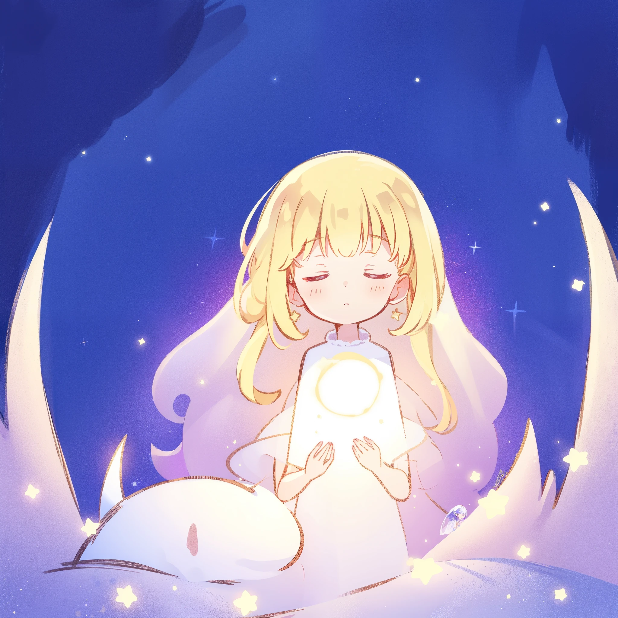 complex background, wishing star background, a woman wearing an ethereal mystical pink translucent dress that reflects the stars, dreamy, peaceful, serene composition, glowing stars, glowing, complex drawing, highly detailed, ethereal, starry night, midjourney style