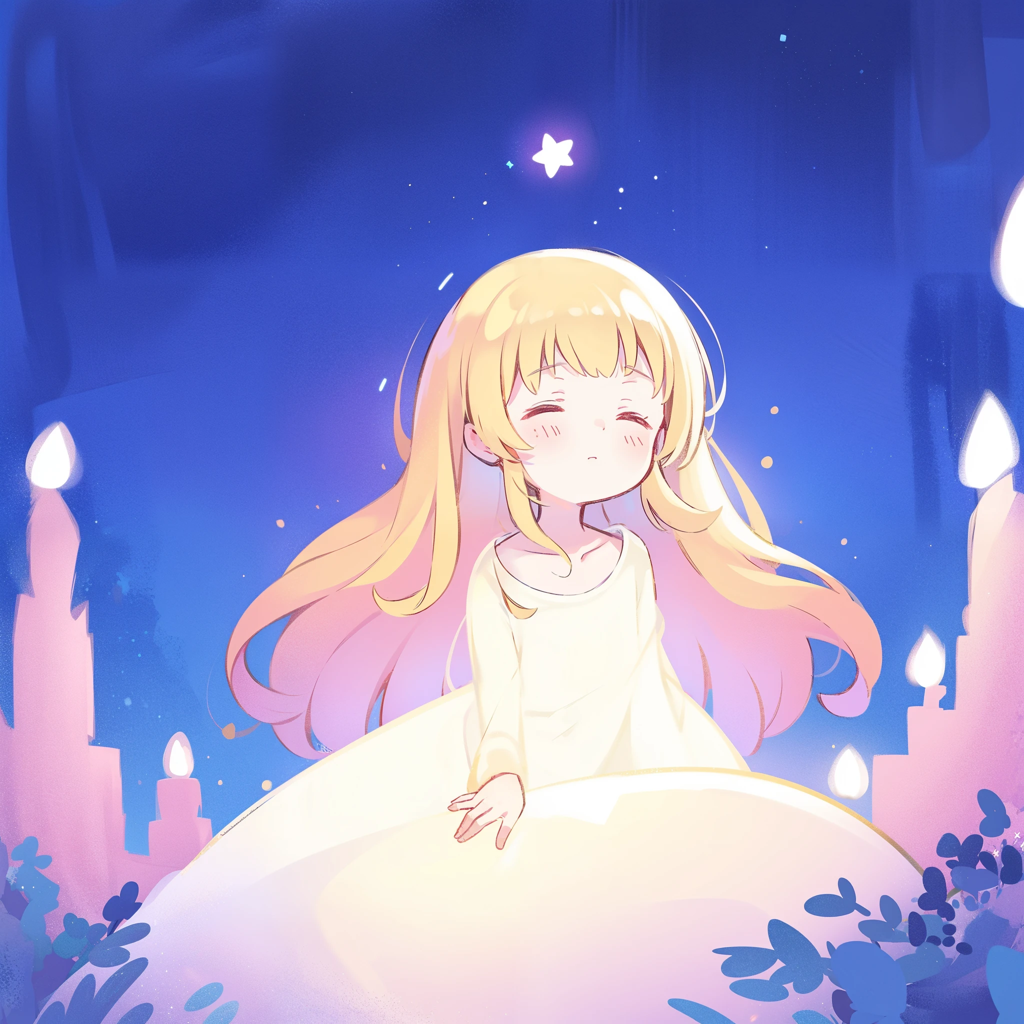 complex background, wishing star background, a woman wearing an ethereal mystical pink translucent dress that reflects the stars, dreamy, peaceful, serene composition, glowing stars, glowing, complex drawing, highly detailed, ethereal, starry night, midjourney style