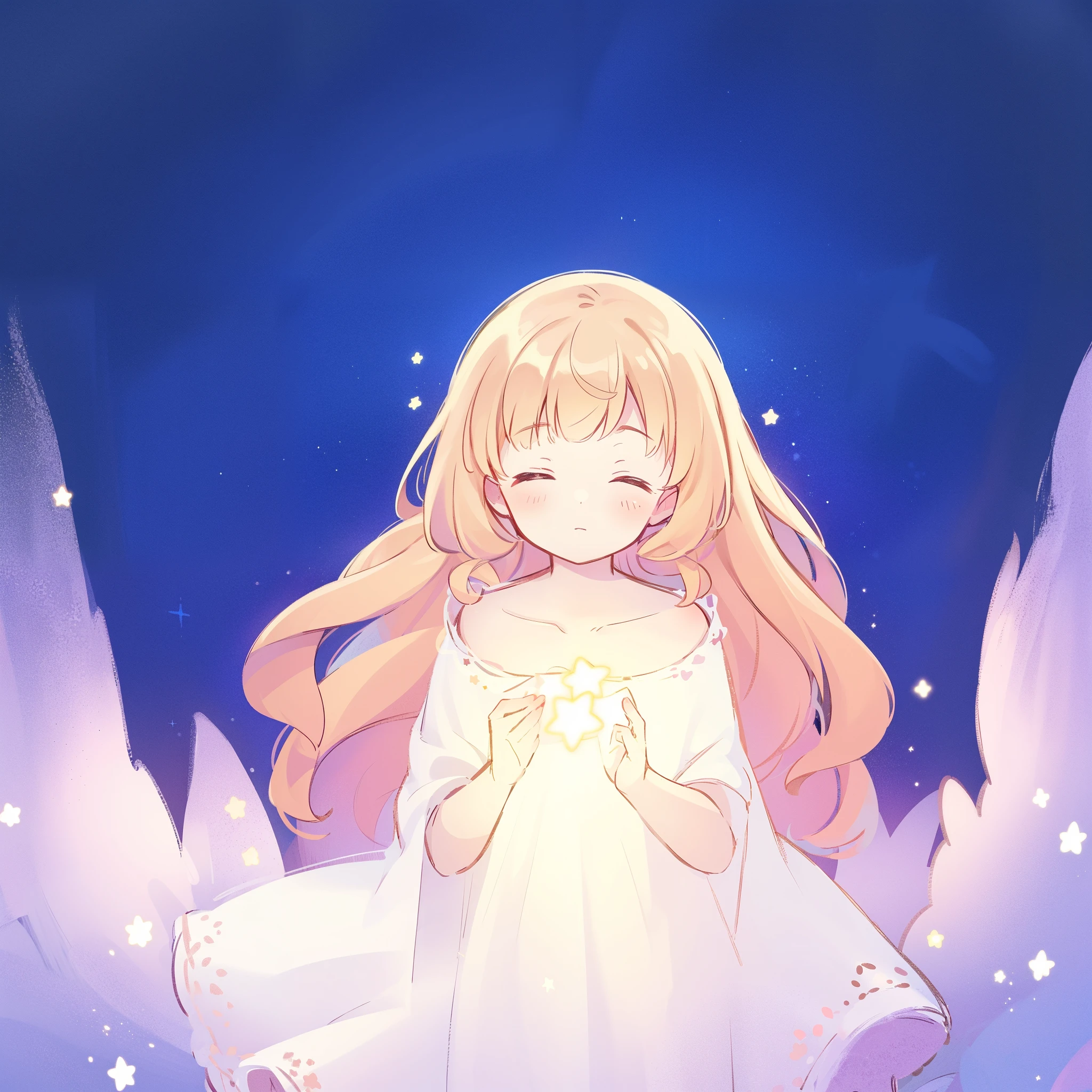 complex background, wishing star background, a woman wearing an ethereal mystical pink translucent dress that reflects the stars, dreamy, peaceful, serene composition, glowing stars, glowing, complex drawing, highly detailed, ethereal, starry night, midjourney style