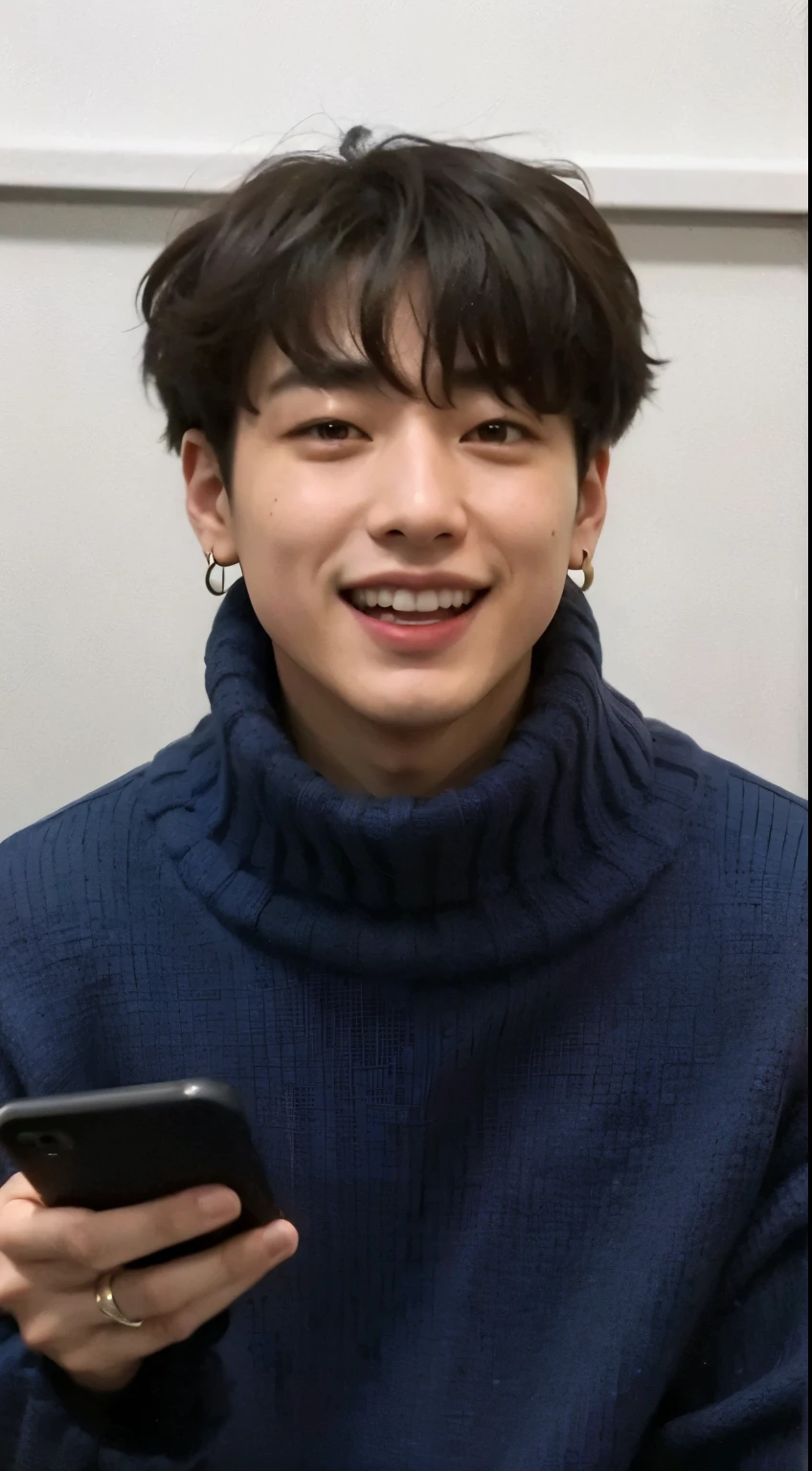 arafed asian man with a blue shirt and a necklace, Jeon Jungkook, Jeongguk, ele tem cabelos castanhos curtos e cacheados, Jungkook, Jeon Jungkook, BTS, maluco jovem, JK, Sul Coreano Masculino, JaeK, MENINOS BANGTAN, Jungkook, Jeon Jeongguk.