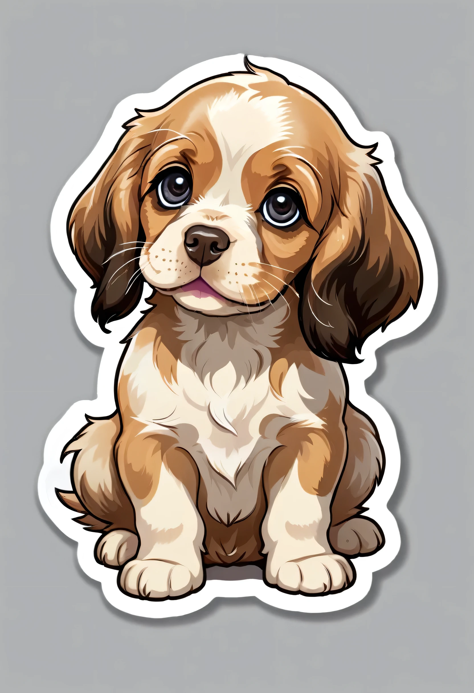 1 sticker, puppy, English Cocker Spaniel ,  Round eyes, Cute eyes, Cute gestures, Cute expression, Simple Background