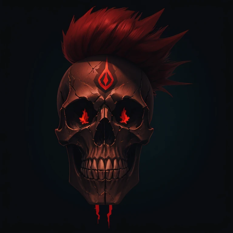 Skull icon with red Mohawk