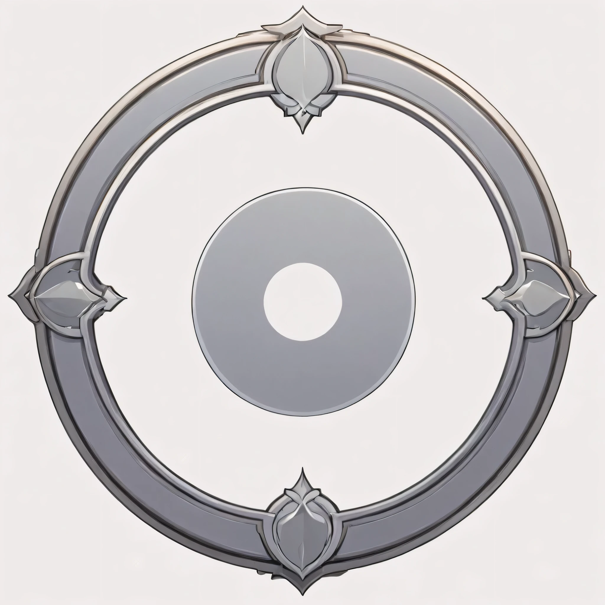masterpiece, best quality, official art, perfectly symmetrical grey circle frame icon for card game. There should be nothing within the circle frame just blank space. No text within the frame. Perfect circle. The frame is very thin and delicate and it's simple and isnt adorned or detailed, white background, 8k, anime-inspired style, no people, no weapons, no humans, no robots, no logo