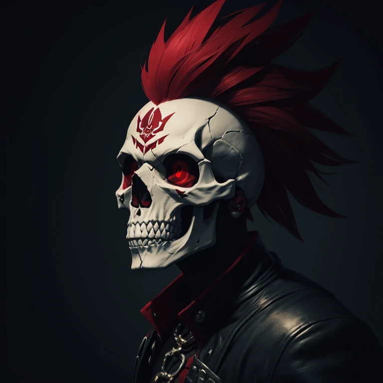 Skull icon with red Mohawk 