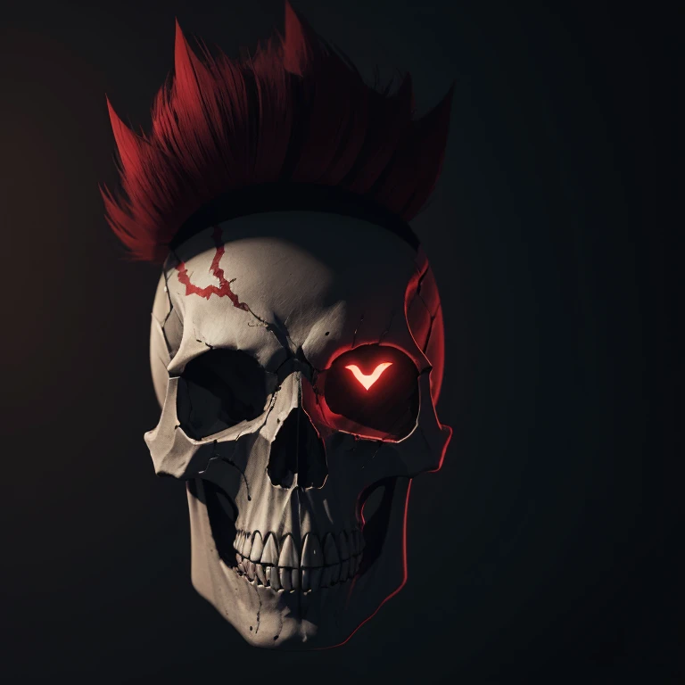 Skull icon with red Mohawk 