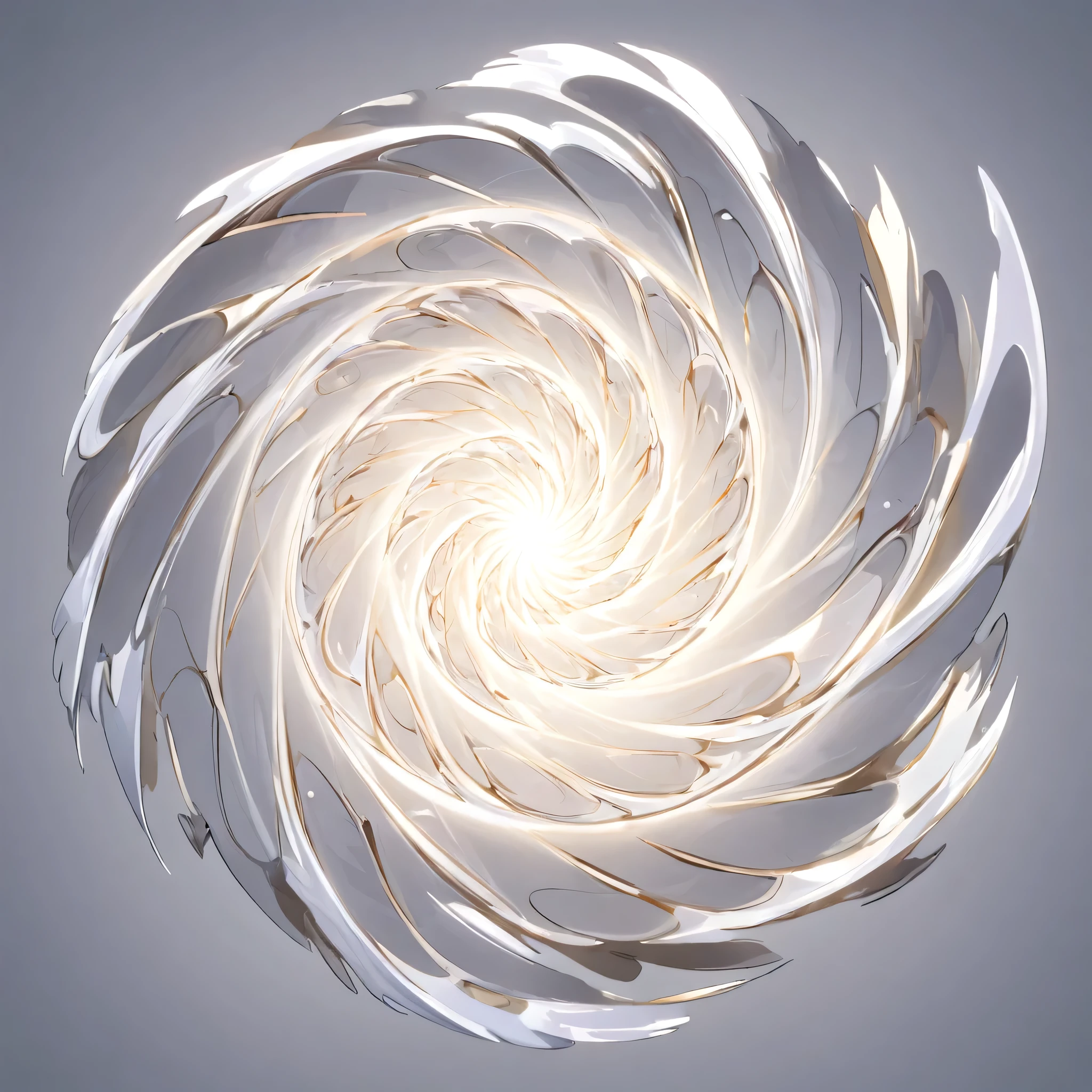 masterpiece, best quality, official art, dynamic white spiral icon for card game. The spiral should have depth, white background, 8k, anime-inspired style, no people, no weapons, no humans, no robots, no logo