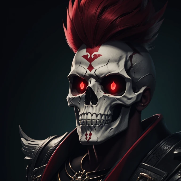 Skull icon with red Mohawk 
