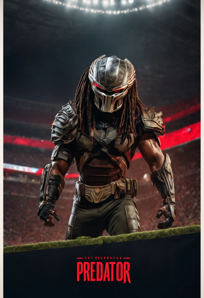 The predator , con polera de river plate, en estadio monumental , 8k high resolution image