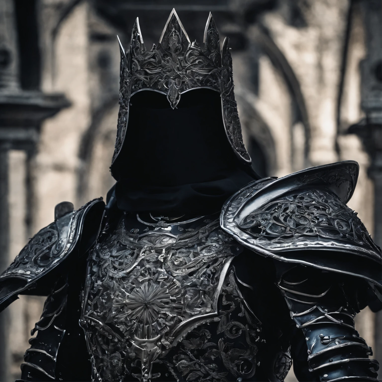 a close up of a person in armor holding a sword, beautiful armor, stunning armor, pale black armor, dark armor, sharp edged black armor, black armour, detailed armor, sharp sleek edged black armor, thick armor, black armor, light coming off of the armor, photogenic details on armor, black iron armour, fantasy armor, intricate detailed armour, detailed armour