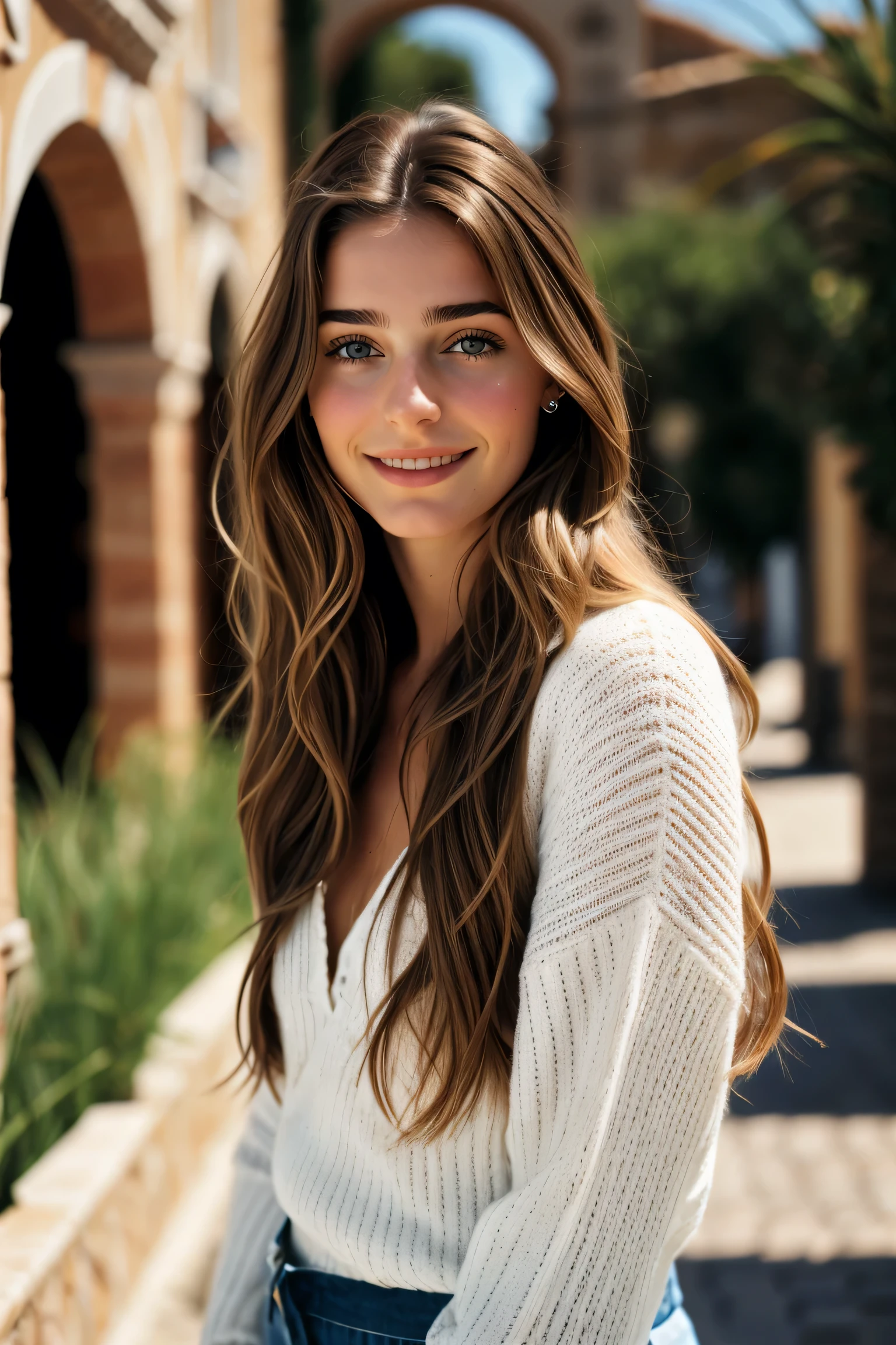 1 person, (Realist:1), Brown Hair, Long Hair, iris, Happy、Spanish Beauty