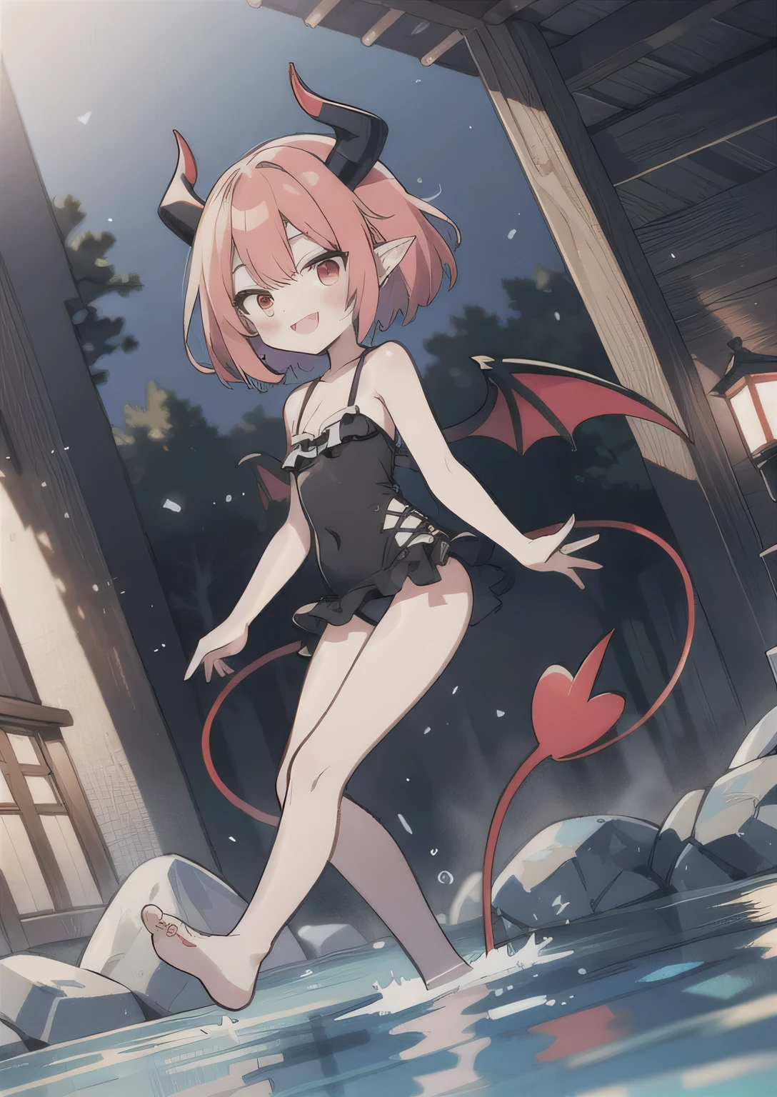 ((Highest quality)), ((masterpiece)), (detailed),Remilia Scarlet  blackThong short hair 1 person Sitting with legs apart beauty