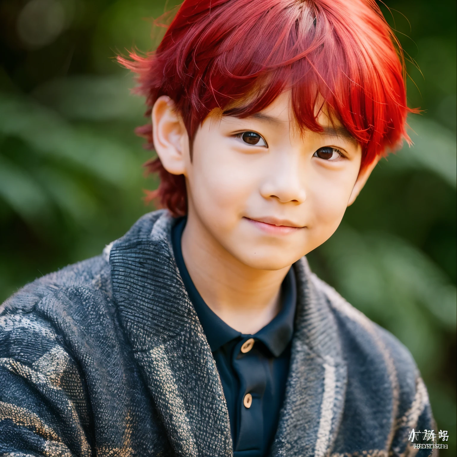 Asian boy with red hair