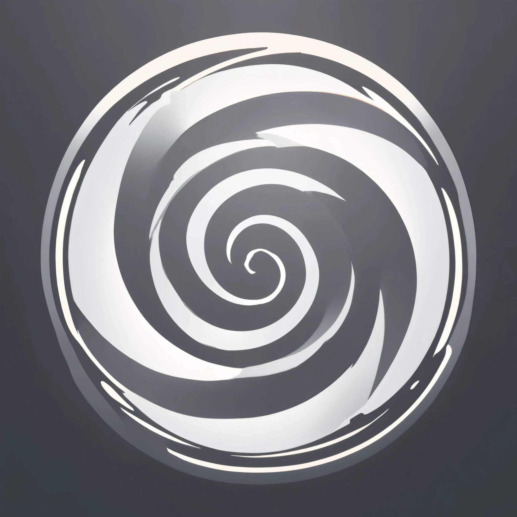 masterpiece, best quality, official art, perfectly symmetrical grey circle icon for card game. Perfect circle. The circle has a very thin and delicate frame around it that's simple and isnt adorned or detailed. At the center of the circle is a spiral that works its way toward the edge of the frame. The circle is simple and lacks any details, white background, 8k, anime-inspired style, no people, no weapons, no humans, no robots, no logo