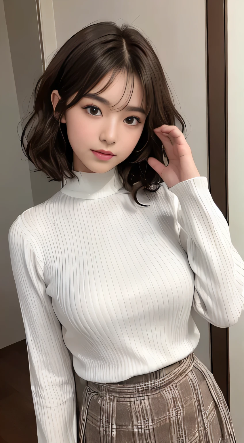 highest quality、High resolution、Ultra-detailed、masterpiece、Raw photo、Realistic、Photorealistic、Very delicate and beautiful、In detail、Textured skin、Full Shot、(At the cafe)、1 female and 1 male、Japanese、18-year-old、(((Wearing a white blouse and a long checked skirt),Bra details display,、((Ribbed knit blouse)),expensive,Brown Hair、Wavy Hair,short hair,Putting on makeup,、Don&#39;t wear anything on your arms、Perfect Proportions,Spread your legs,Pay attention to her panties,(((Normal sexual position))),(((Lying on a chair))),ponytail,Dynamic Angle,Vaginal intercourse,((Have sex)),Clothes and chest,(((Perspective of the missionary position))),Handjob,penis,Semen splatters(((sexual Handjob)))