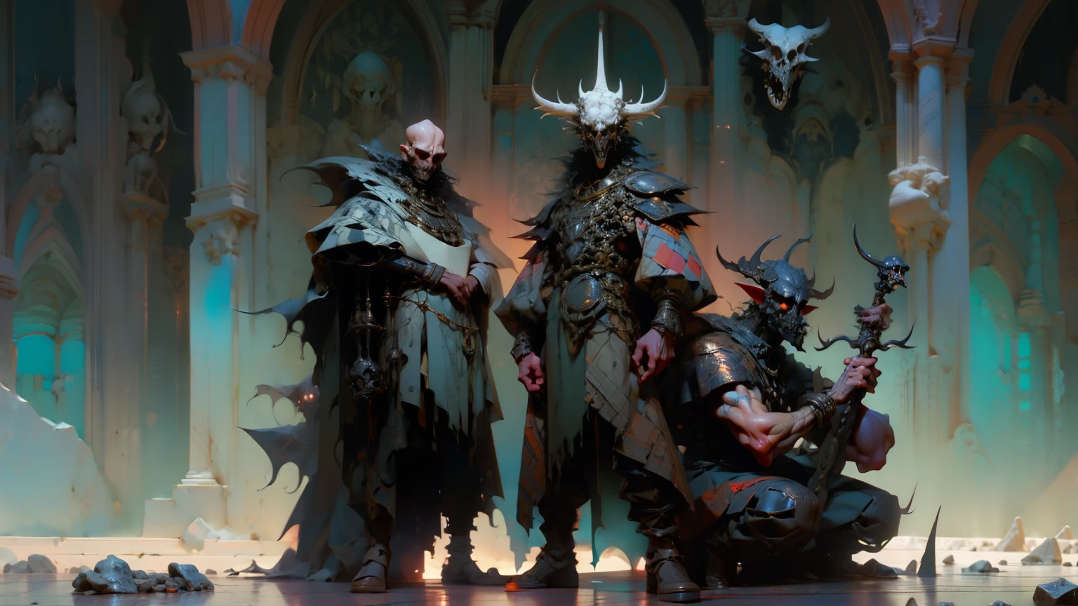 vicious, demonic, elaborate, refine features