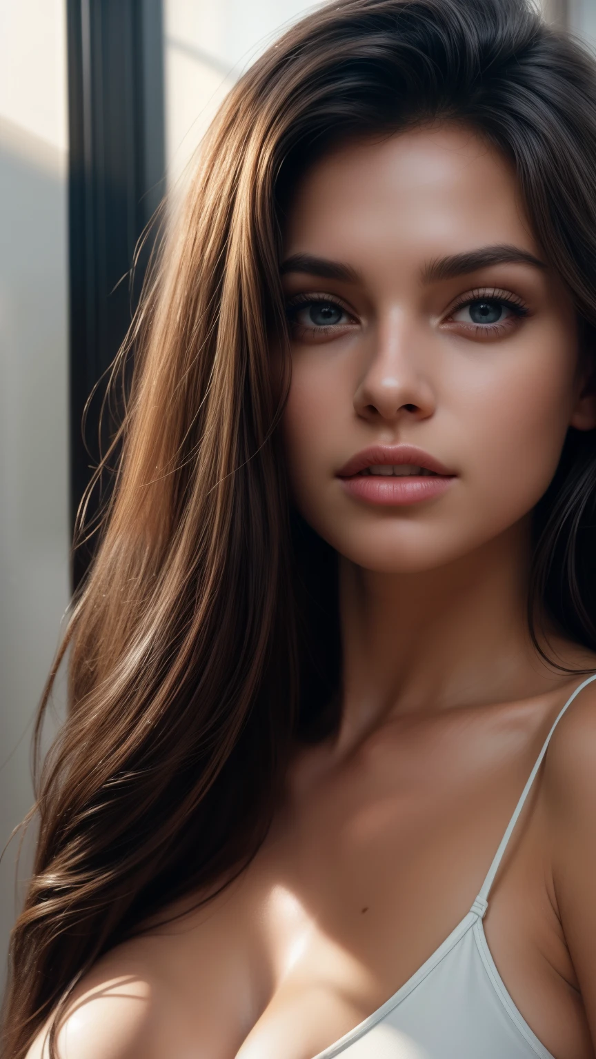 High-quality work，Realistic works，Super premium graphics，8K HD CG works，high quality graphics，High-definition and exquisite CG works，10x pixels，Ultra-fine details：1.1，Advanced technical details：1.1Realistic photo effects，Interior lighting effects：1.5，natural soft light：1.5. Light effect（Virtual light effects：1.8），ultra high resolution，Clear eyes，Double eyelids look good， pretty face, The face shape is perfectly proportioned, hyper photorealism, Cinematic lighting, projected inset, surrealism, Masterpiece, Realism，Amazing Cleavage，