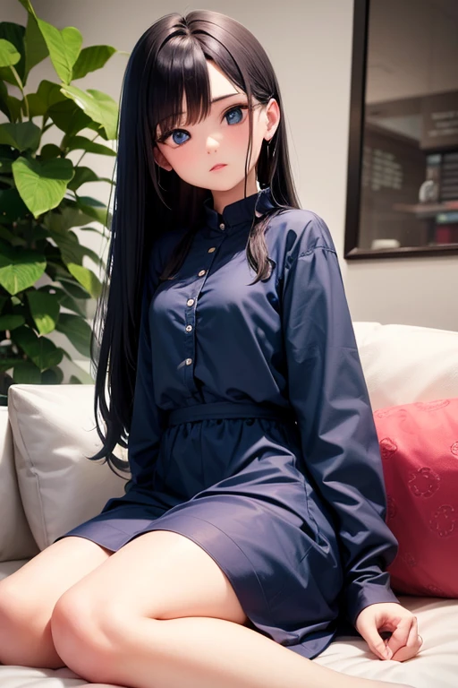 same face, aryan girl name, full body in frame, round face, indian bengali girl, instagram influencer, long black hair, juicy glossy lips, cute blue eyes, kurti, 12 year old girl, scantily clad, in the sofa at home, hugging