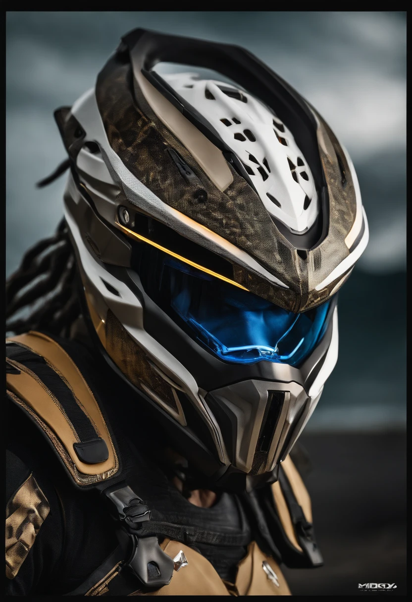 Casco moyo the predator con motocicleta nija blanco