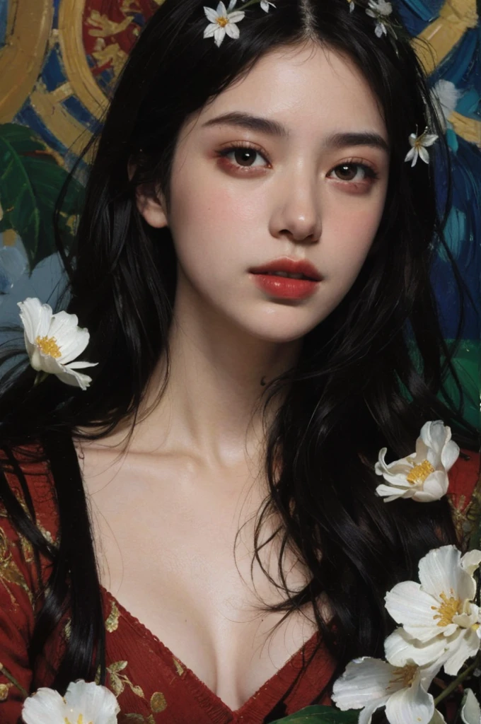 (masterpiece, top quality, best quality,8k,17 years old girl,ultra detailed,raw photo:1.5),(photorealistic:1.4),(cinematic lighting), PerfectNwsjMajic, , Surrealism, UHD, ccurate, Super detail, textured skin, High detail, Best quality, dynamic angle, (high nose,White skin),[Beautiful eyes],[flat chest:large breasts:0.5],(1girl),(good anatomy:0.5)),(Oil painting: 1.5),

\\

A woman with long black straight hair, (a detailed painting: 0.353), (Gothic art: 0.106)