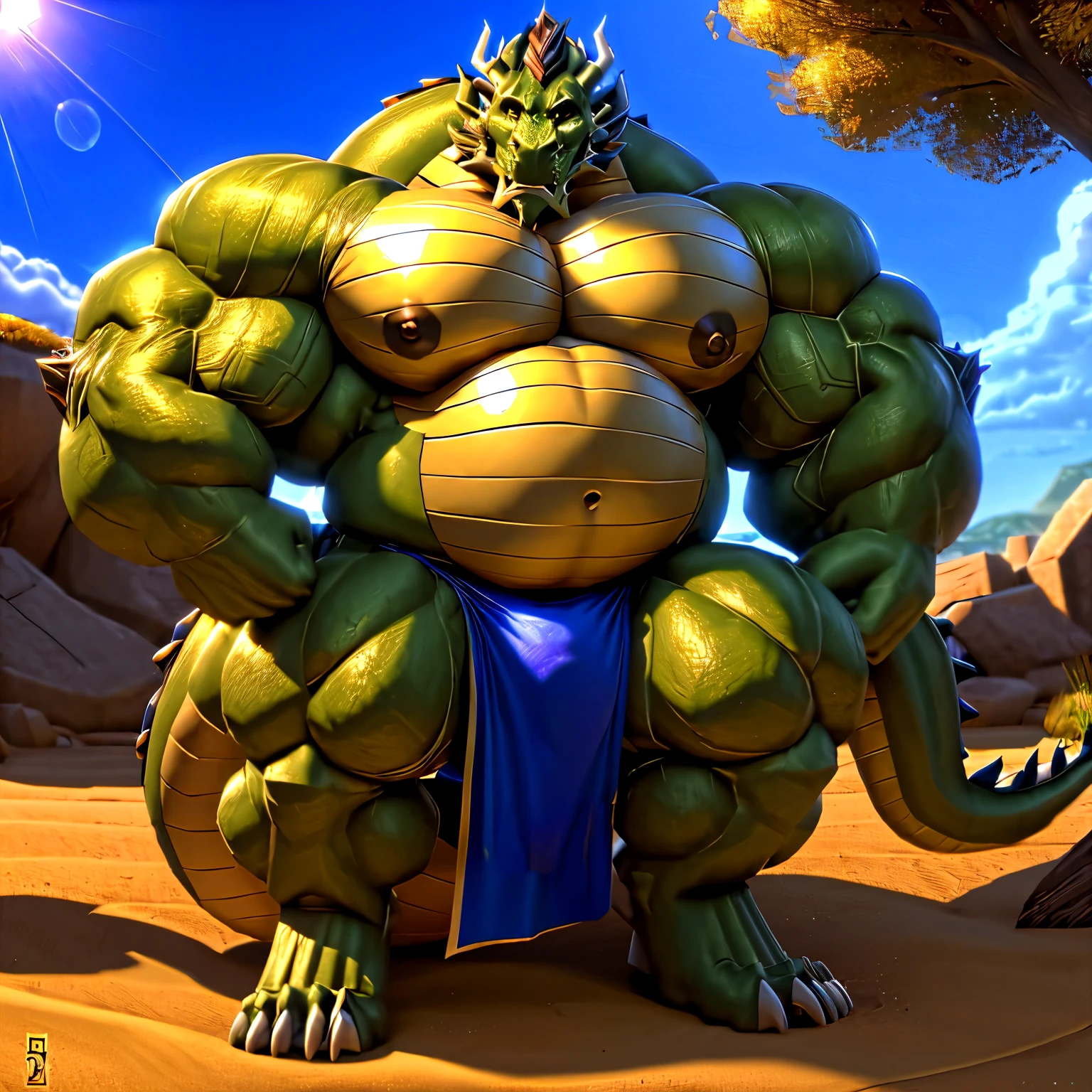 shendu, eastern dragon king, male dragon, eastern dragon,hefty body,  with very big muscles, hulking, huge, colossal body,  extremely strong, big abdominal muscles, hefty musclegut, pecs, Strong and robust musclegut , prominent muscle abs, sharp claws, legs,  feet, full body, loincloth,  nipples, sunlight, daylight, outdoor, bright , at noon,  good weather,  4k, best quality, 