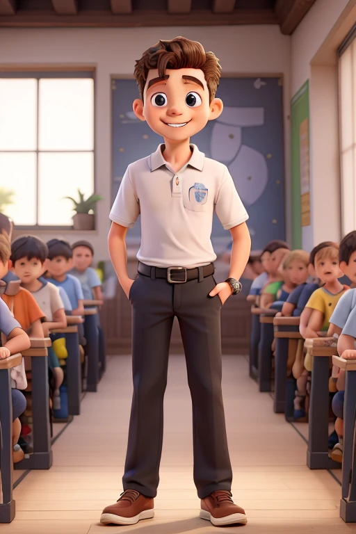 Obra de arte,melhor qualidade,10 children (Velhote:1.4), long pants and shirts for boys, saias e blusas polo para meninas, na escola, sorrindo.