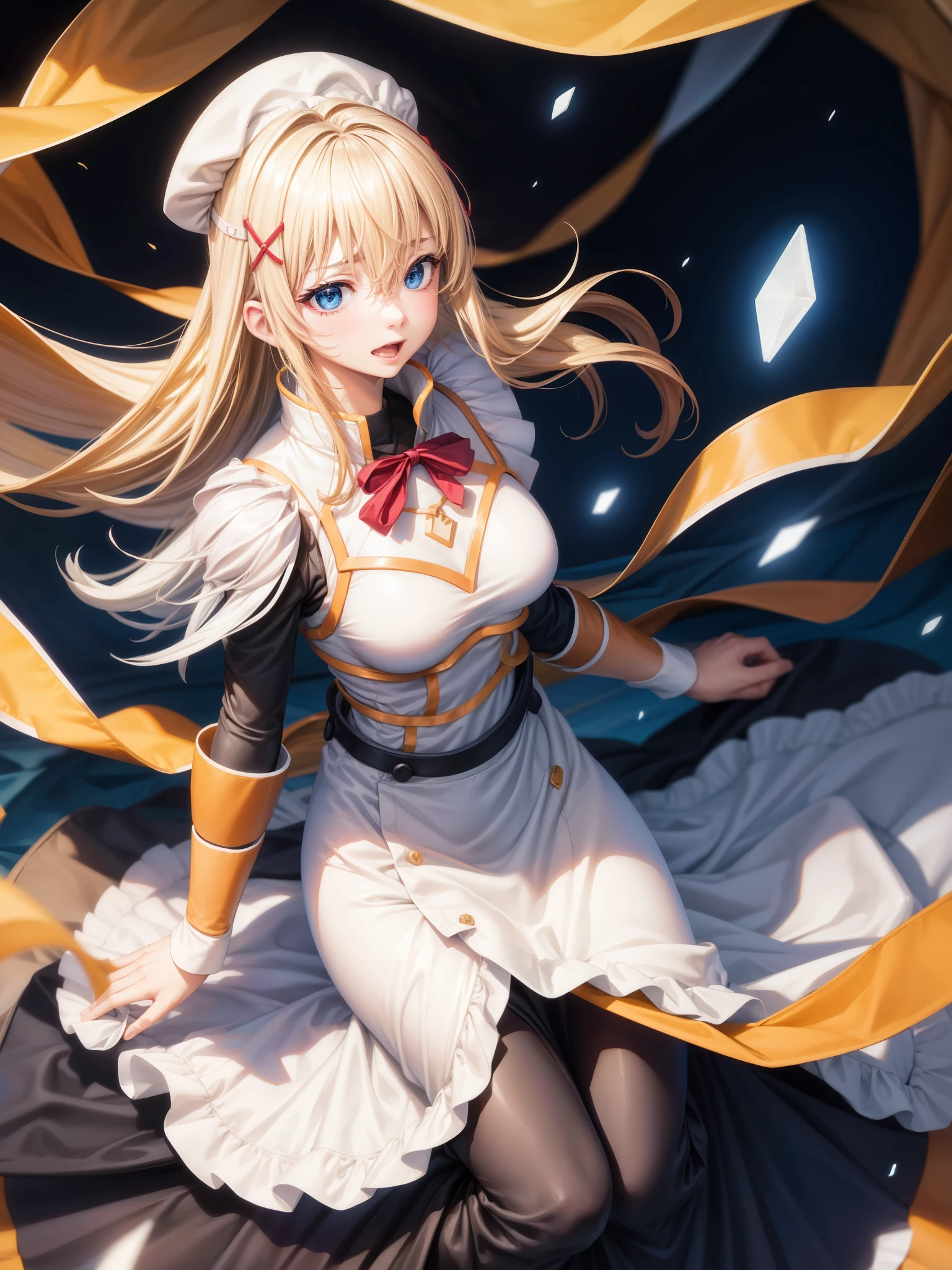 source_anime、highest quality、(solo:1.3)、Diner、White of the eyes、Suduni、mature、Curvaceous、Galaxy Skin、1 girl、bald、mouth no、No ears、Shiny white eyelasheedium breast、hud_wttress、Collared shirt、skirt、neckerchief、garrison cap、apron、Cleavage、、tray、Milkshake 、BREAK score_9、score_8_up、score_7_up、score_6_up、score_5_up、