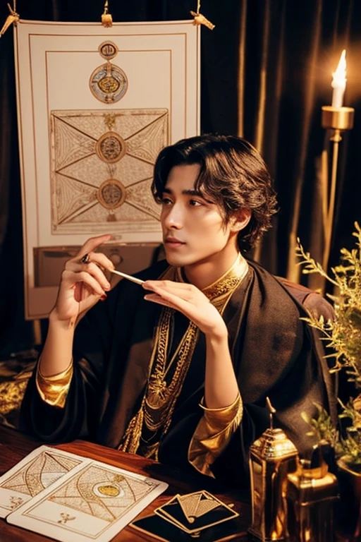 Man doing tarot reading
