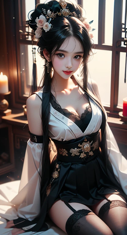 22-year-old woman,(High Top Fade:1.3),Long white hair,Dark Theme,Calm tone,pastel colour,High contrast,(Natural skin texture,Ultra-realistic,Soft Light,sharp),A woman with long hair and a black dress stands in front of a black fire, Black flames engulf her,She has the power of fire, Gorgeous dreamy lights, Ancient Chinese Fantasy,View from a 45 degree angle,Full transparency,Woman holding a sword,The sword has a totem,Cold Steel Sword,Panoramic Ultra Wide Angle,Attractive smiling woman,実物の質感はdelicate,strong visual impact,Hyper Detail,delicate face girl,Cute eyes,Purple eyes in starlight,Big eyes,Purpose 1:5,Round apricot-colored eyes,double eyelid,Long eyelashes,Hair floating in the air,ancient chinese long hair hairstyle,Red Lip, Sakura version,Crystal Clear,Excellent perspective,Surface reflected light,流れるようなBlack Hair,Very detailed,delicate,Surrealist painting,Intertwining Black Flames,Ink flame sensation,Photo close-up,Face close-up,China 1 Girl,Rouge Skin,Glowing Skin,delicateな顔,Black Hair,Do not wear hair accessories,No hair accessories needed,Ancient Chinese fairies,Wear a gorgeous black robe,Ancient Chinese robe off the shoulders,The clothes have no pattern,Patterned clothing is prohibited,Simple ancient Chinese robes,Simple black ancient robe,Ancient Chinese Long Dress,Big breasts are beautiful,delicateな体,Looking into the camera,45 degree angle portrait close up,bust,Close-up of a person,Upper body close-up head background,Background Black,Background white,Background Black白インク感,delicate lubrication,highlight,Plain background,Ink splattered background。