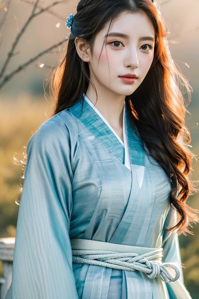 ( masterpiece, top quality, best quality,8k,years old girl,ultra detailed,raw photo:1.5),(photorealistic:1.4), (cinematic lighting), PerfectNwsjMajic, , Surrealism, UHD, ccurate, Super detail, textured skin, High detail, Best quality, dynamic angle, White skin,[Beautiful blue eyes], high nose,(1girl),(good anatomy:0.5)), Dreamy atmosphere,expressive brush strokes, mystical ambiance, Artistic interpretation, a whimsical illustration, Subtle colors and tones, mystical aura, Woman wearing traditional Korean costume,(hanbok:1.3), Joseon dynasty, jeogori,chima,and the po,portrait,(long straight hair:1.5)