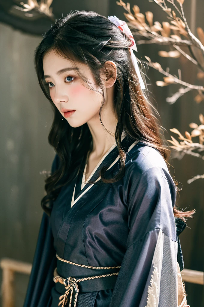 ( masterpiece, top quality, best quality,8k,years old girl,ultra detailed,raw photo:1.5),(photorealistic:1.4), (cinematic lighting), PerfectNwsjMajic, , Surrealism, UHD, ccurate, Super detail, textured skin, High detail, Best quality, dynamic angle, White skin,[Beautiful blue eyes], high nose,(1girl),(good anatomy:0.5)), Dreamy atmosphere,expressive brush strokes, mystical ambiance, Artistic interpretation, a whimsical illustration,dark, Subtle colors and tones, mystical aura, Woman wearing traditional Korean costume,(hanbok:1.3), Joseon dynasty, jeogori,chima,and the po,portrait, assassin, small knife 