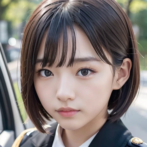 Cute 15 year old Japanese、on the road、Highly detailed face、Pay attention to the details、double eyelid、Beautiful thin nose、Sharp focus:1.2、Beautiful woman:1.4、Cute Hairstyles、Pure white skin、highest quality、masterpiece、Ultra-high resolution、(Realistic:1.4)、Highly detailed and professional lighting、nice smile、Japanese school girl uniform