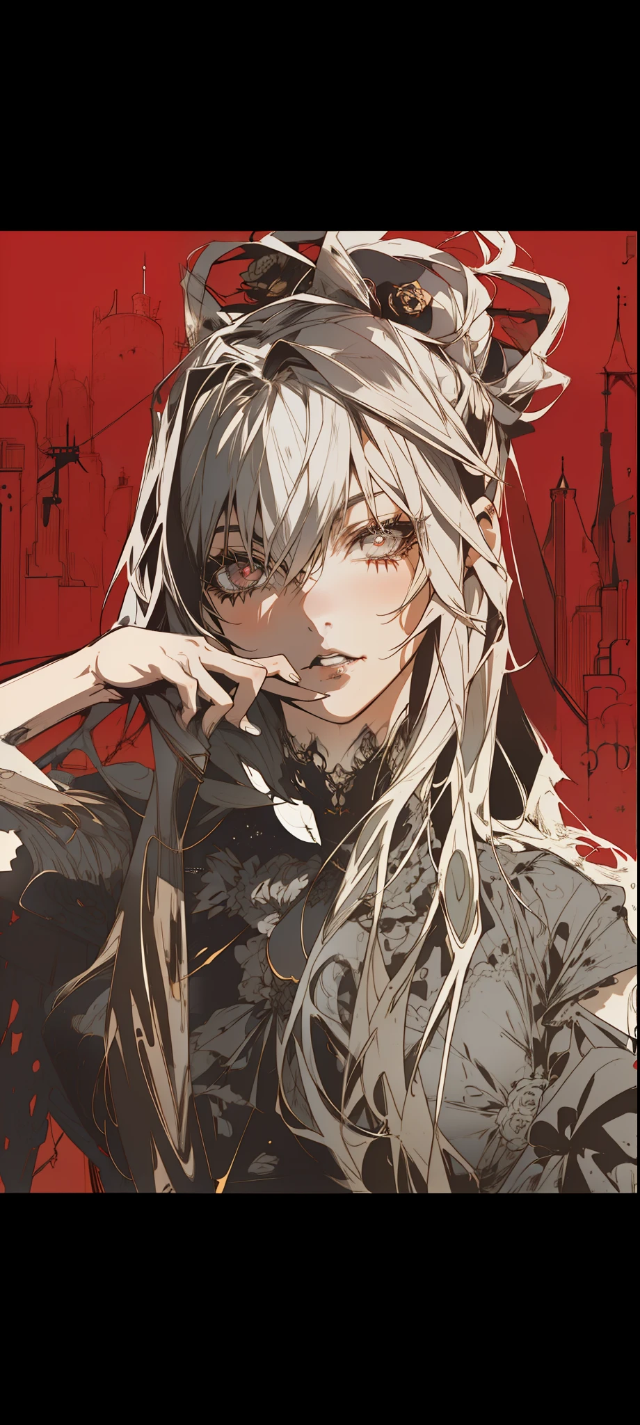 v5lcn style,(Best Quality,masutepiece:1.2),(Anime style,Comic Noir Style:1.1),1girl in,cute-style,Adorable,extremely detailed eye,extra detailed face,very detail hair,8K,resolution,gothic dress,Gothic punk